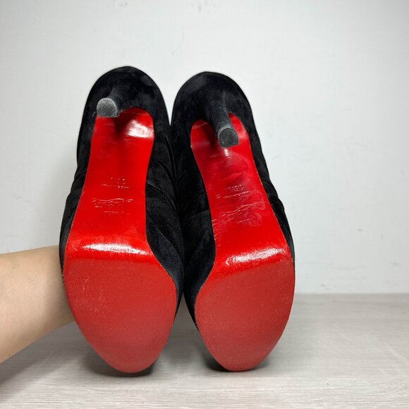 Louboutin Fastwist Black Suede Booties - Picture 7 of 10